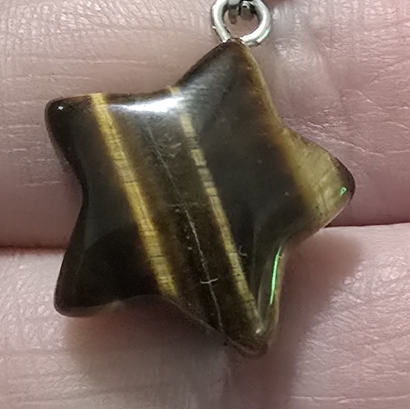 Tigers Eye Genuine Crystal Star Pendant Necklace - Picture 4 of 5
